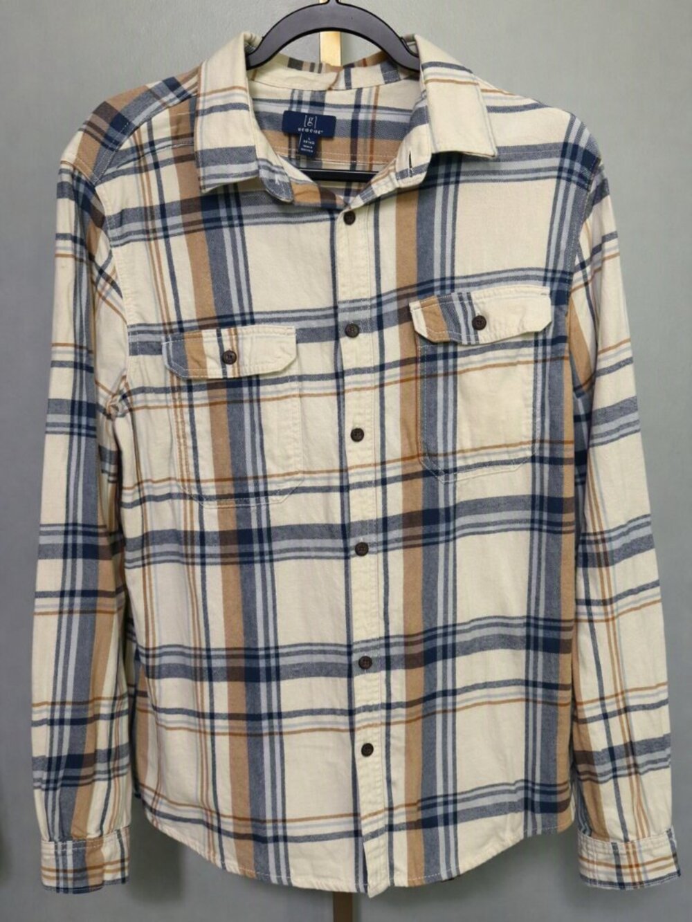 George Men’s Plaid Button‑Up Shirt – Size L (42–44)